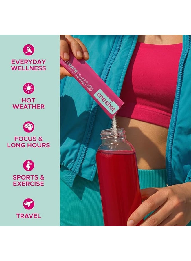 Oneshot Electrolytes & Vitamin Drink Hydrate Rumman Twist, 14 Sachets - Image 4